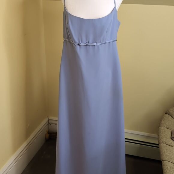 Alfred Angelo Vintage size 14 Style 6625 Color Rivera Sky Spaghetti Strap Dress - Picture 2 of 11
